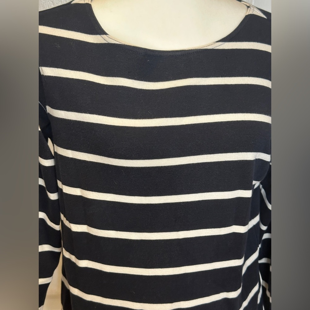 Ann Taylor Black White Stripe Polo Preppy Top Size X Small - Picture 2 of 7